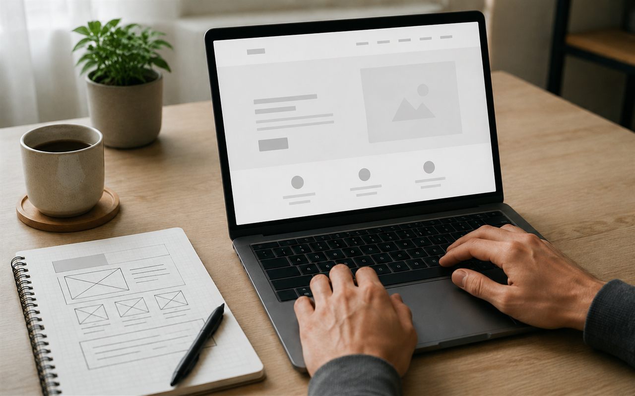 Aufgeräumter Arbeitsplatz beim Bau einer neuen Webseite
