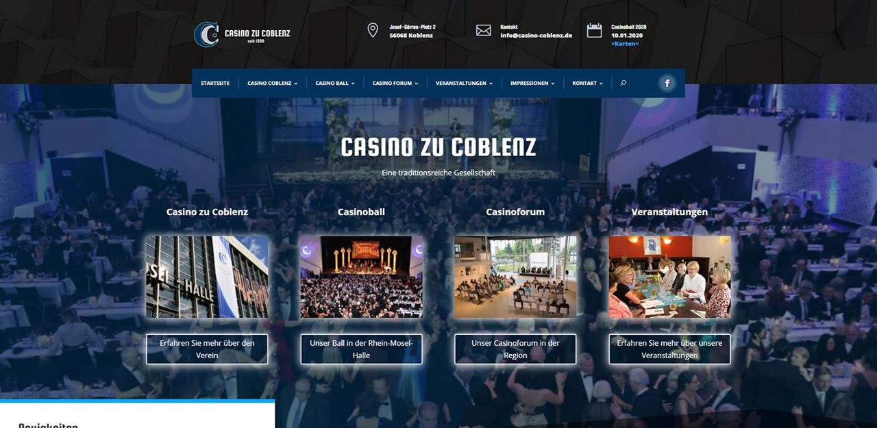 Website des Casino zu Coblenz