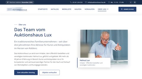 Website des Auktionshaus Lux in Koblenz