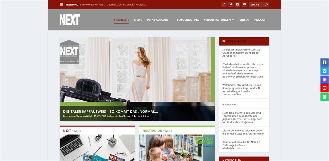 Website von Magazin NEXT